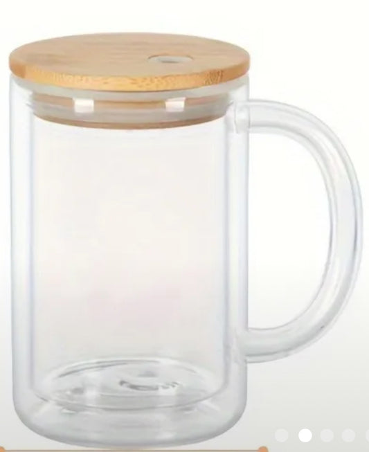 15 oz glass mug snowglobe